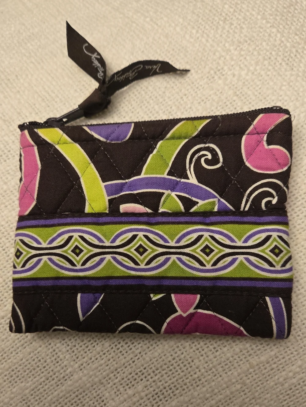 Vera Bradley Quilted Zip Coin Pouch in Brown W/Floral Prints 5